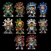 "Mean Bear" Zodiac Folding Trays