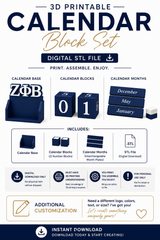 3D Zeta Calendar Block - Digital Download Only