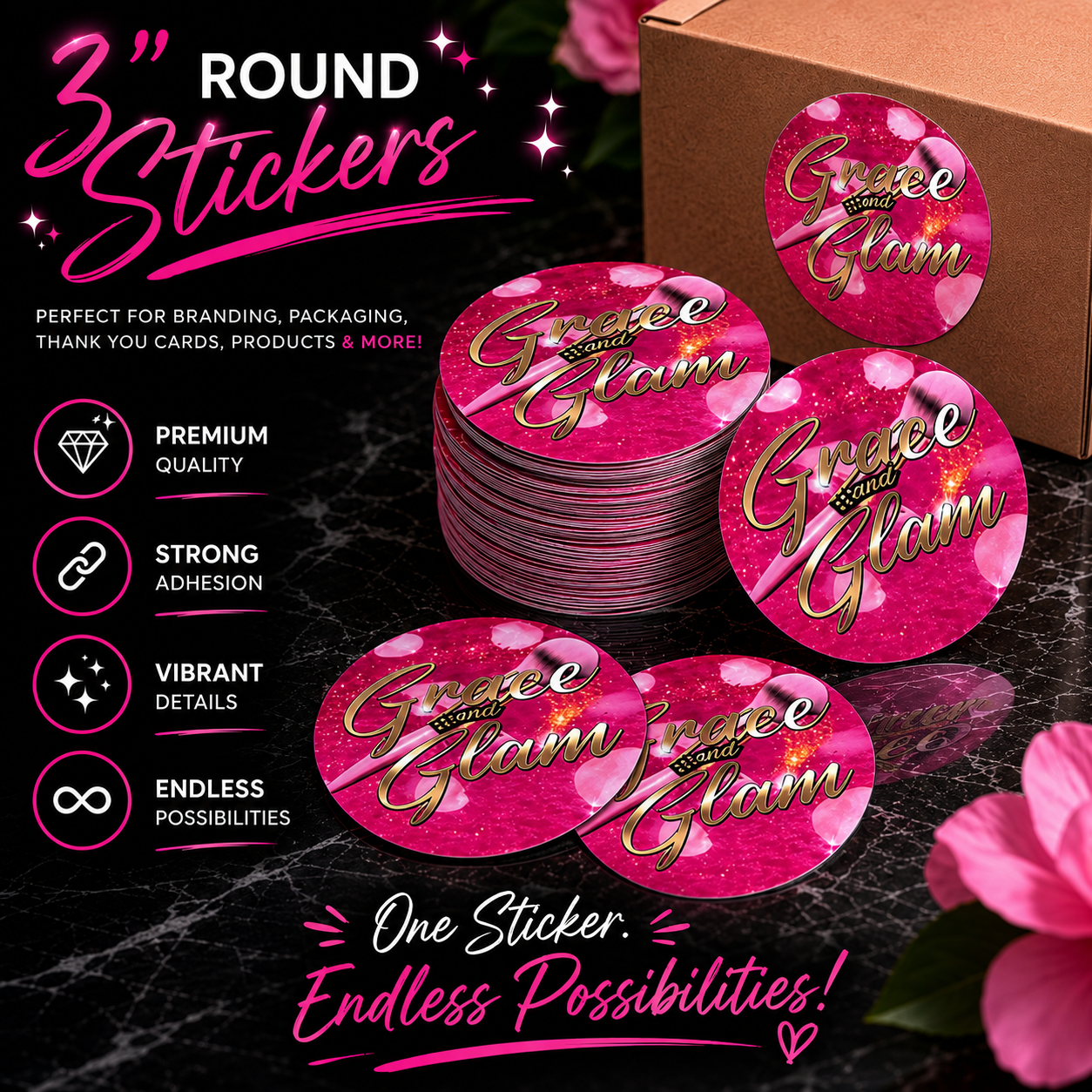 3 in Round Stickers